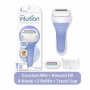 Pack of 2 - Schick Intuition Pure Nourishment 4-Blade Razor + 2 Refills for Women with Coconut Milk & Almond Oil 4 count Packaging May Vary
