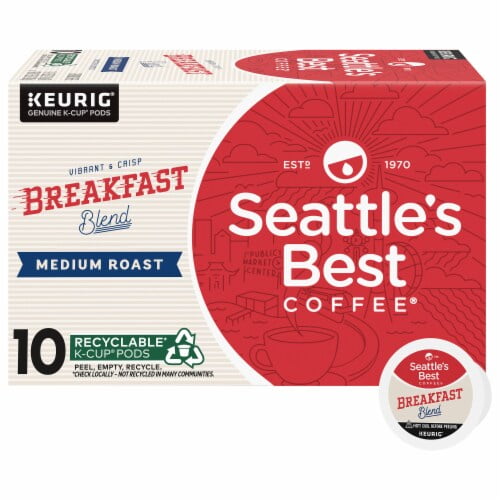 Pack of 2 - Seattle's Best Coffee Breakfast Blend Medium Roast K-Cup Coffee Pods 10 ct Packaging May Vary