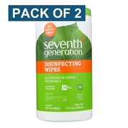 Seventh Generation Disinfecting Multi-Surface Wipes, Lemongrass Citrus Scent, 70 Wipes - Pack of 2