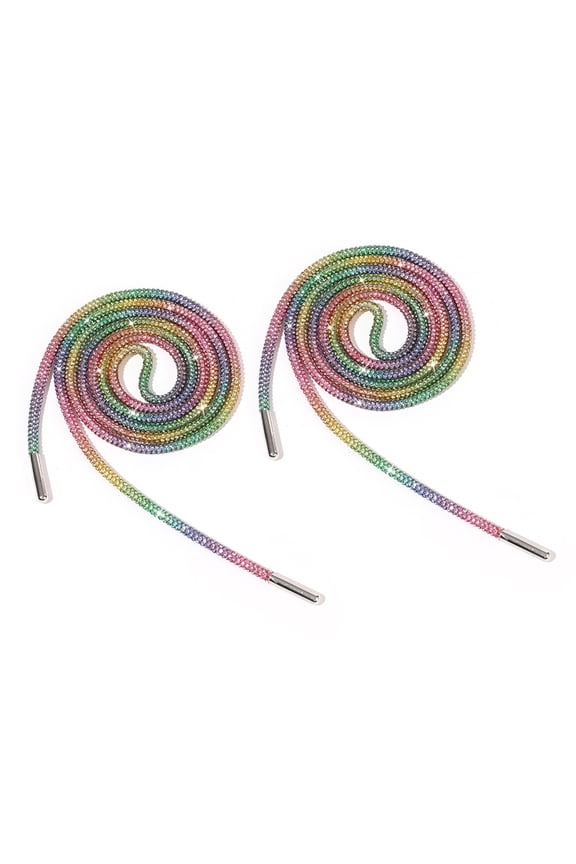 Pack of 2 Shining Rhinestones Shoelaces 140cm Glittering Shoes Laces String Blingbling Round Laces for Sneakers Hoodie