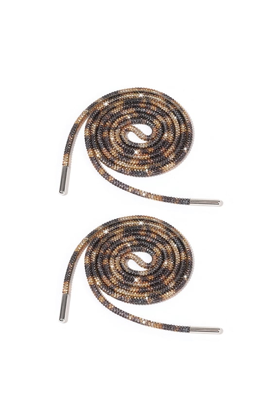 Pack of 2 Shining Rhinestones Shoelaces 140cm Glittering Shoes Laces String Blingbling Round Laces for Sneakers Hoodie
