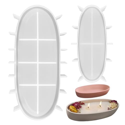 Pack of 2 Silicone Mould Bowl, Oval DIY Silicone Mould Tray, Reusable Silicone