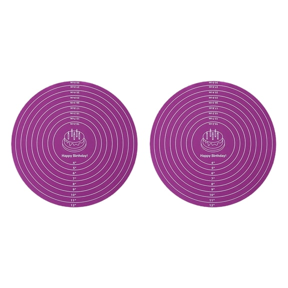 Pack of 2 Silicone Round Pastries Board For Bread Pizza Cookie Dough Rolling Preparation And Baking Mat