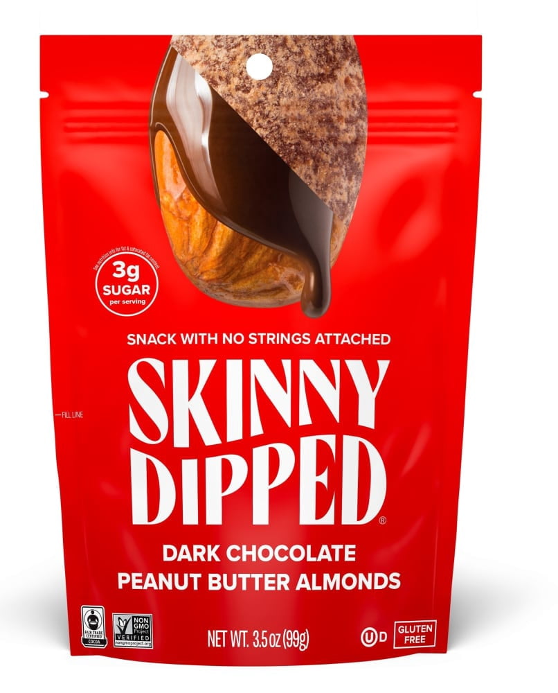 Pack of 2 SkinnyDipped Dark Chocolate Peanut Butter Almonds, 3.5 oz (packaging may vary)
