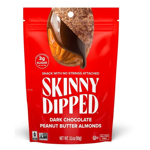 Pack of 2 SkinnyDipped Dark Chocolate Peanut Butter Almonds, 3.5 oz (packaging may vary)