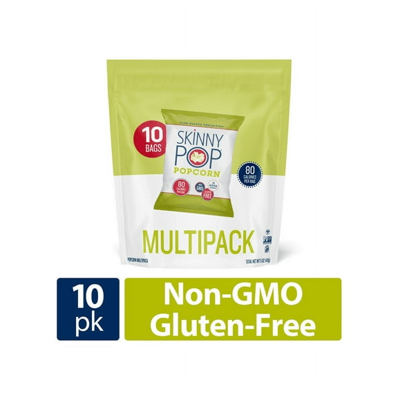Pack of 2 SkinnyPop Gluten-Free Original Popcorn, 0.5 oz Snack-Size Bags, 10 Count