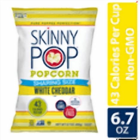 SkinnyPop White Cheddar Popcorn, Gluten-Free, 6.7 oz Sharing Size Bag-Pack of 2