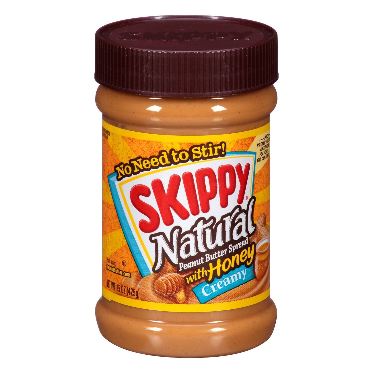 Pack of 2 Skippy Natural Creamy Peanut Butter Spread with Honey, 15 oz (Package May Vary)