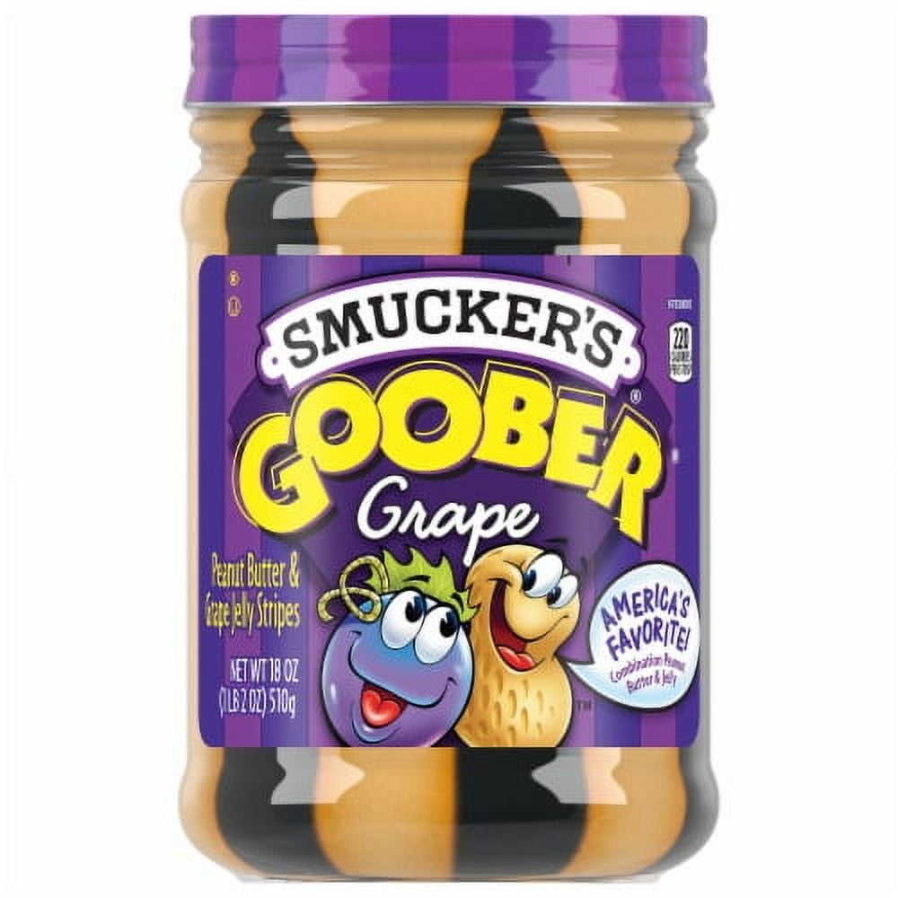 Pack of 2 - Smucker's Goober Peanut Butter \u0026 Grape Jelly Stripes 18 oz