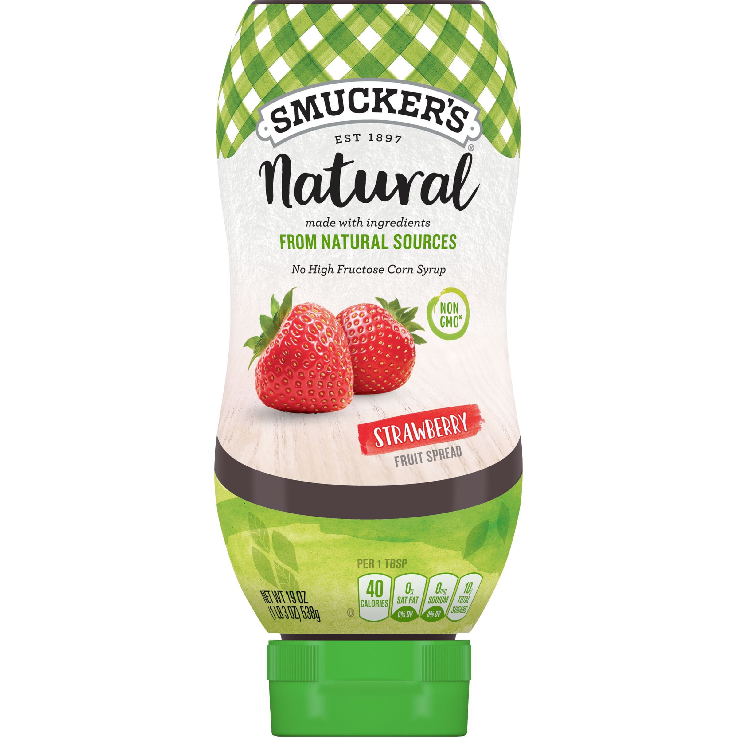 Pack of 2 Smucker's Natural Strawberry Fruit Spread, 19 oz (Package May Vary)