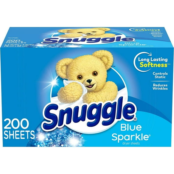 Pack of 2 Snuggle Fabric Softener Dryer Sheets, Blue Sparkle, 200 Count