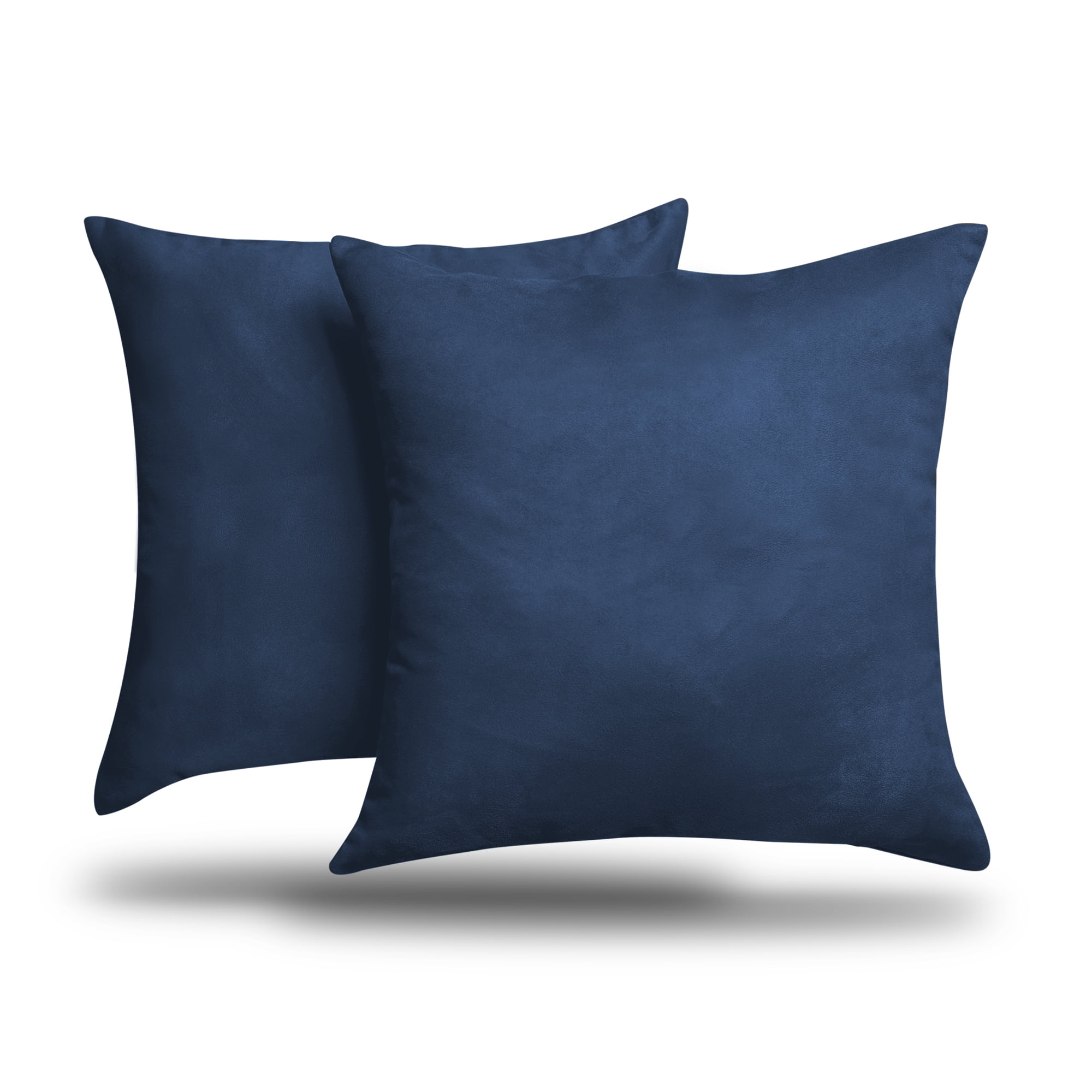 Pack of 2 Solid Faux Suede Soft Decorative Square European Pillow Covers for Sofa Living Room and Bedroom (26 x 26, Navy)