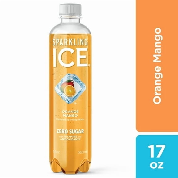 Pack of 2 Sparkling Ice Naturally Flavored Sparkling Water, Orange Mango 17 fl oz Plastic Bottle