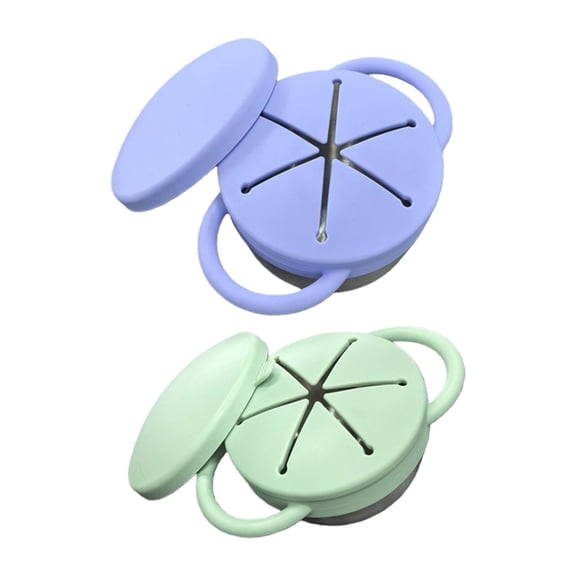 Pack of 2 Stainless Steel Childrens Snacks Container Leak Resistant Silicone Top Handle