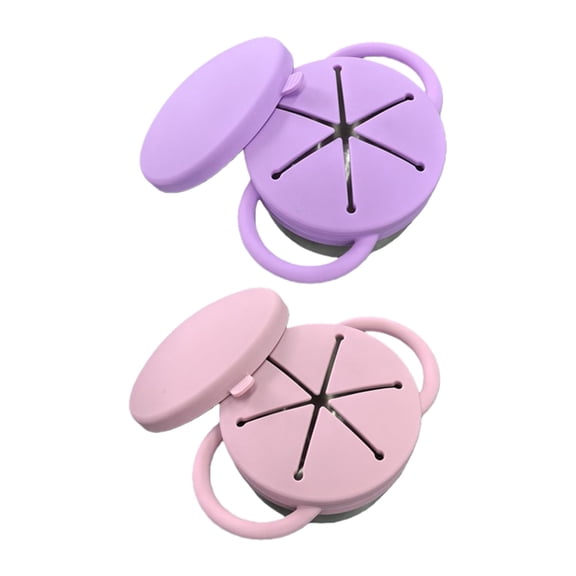 Pack of 2 Stainless Steel Childrens Snacks Container Leak Resistant Silicone Top Handle