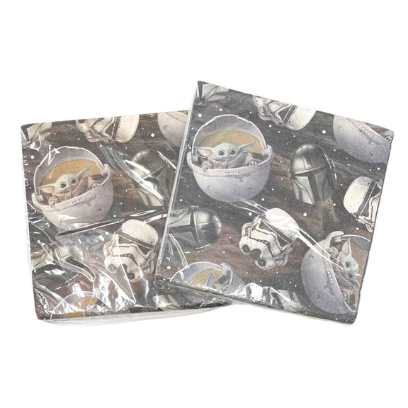 Pack of 2 - Star Wars Baby Yoda Mandalorian Large Party Napkins - Pack of 16 - 32 Total