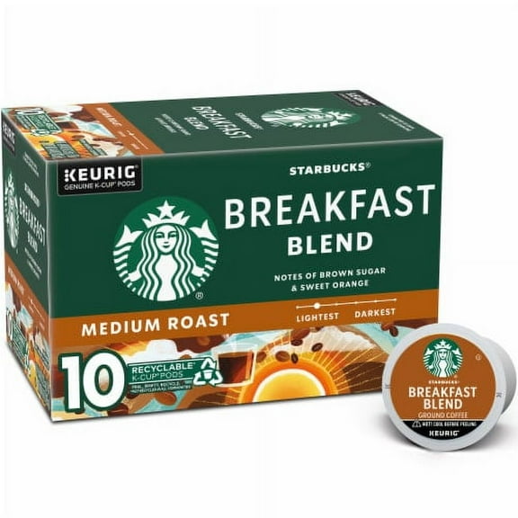 Pack of 2 - Starbucks Breakfast Blend Medium Roast K-Cup Coffee Pods 10 ct