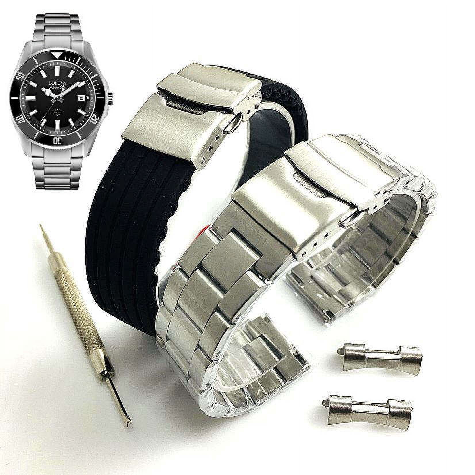 Pack of 2 Steel Bracelet Silicone Replacement Watch Band Bulova 98B203 C8601054 Walmart