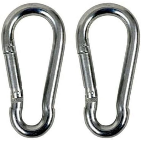 (Pack of 2) Steel Snap Eye Link Spring Hooks - 3/8" / 10 mm - 4 x 2" - Heavy Duty Multipurpose Carabiners. Not for Lifting use.