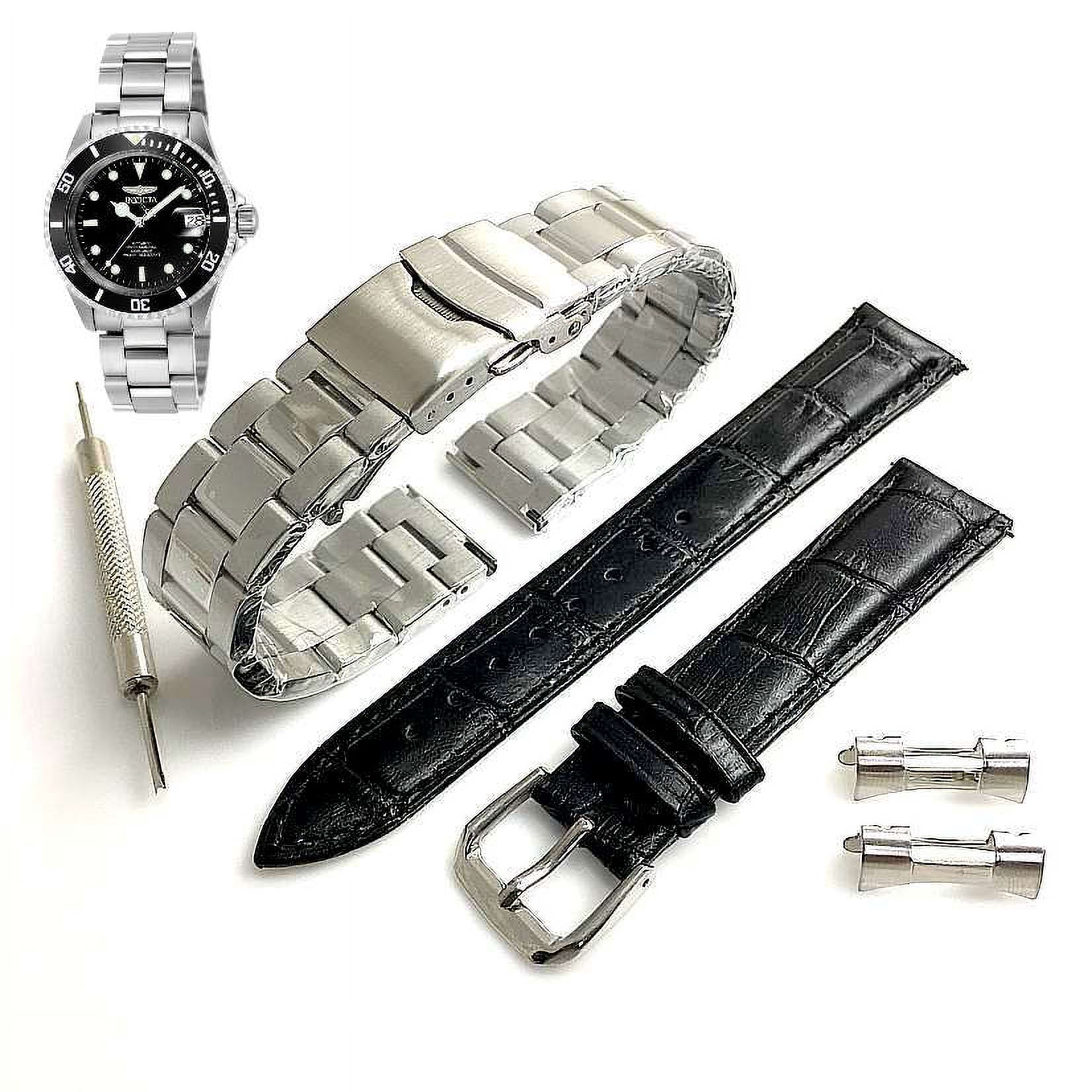 Pack of 2 Steel and Leather Replacement Watch Band Fits Invicta Pro Diver 9937OB Walmart