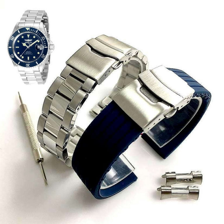 Pack of 2 Steel and Silicone Replacement Watch Band Fits Invicta Pro Diver 35691 Walmart