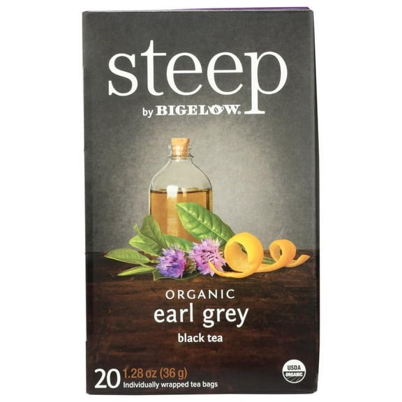 Pack of 2 - Steep By Bigelow Organic Earl Grey Black Tea Bags, 20 Count Box Caffeinated Black Tea
