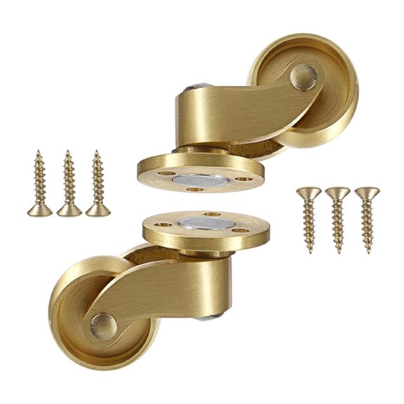 Pack of 2 Sturdy Brass Swivels Casters Portable 360 Degree Rotating Furniture Wheel for Chairs Cabinets Trunks Box