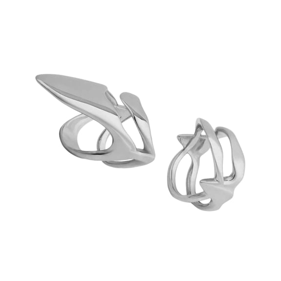 Pack of 2 Stylish Nails Art Rings Shape Finger Accessory Open Nails Rings Alloy Texture Present for Fashion Outfits