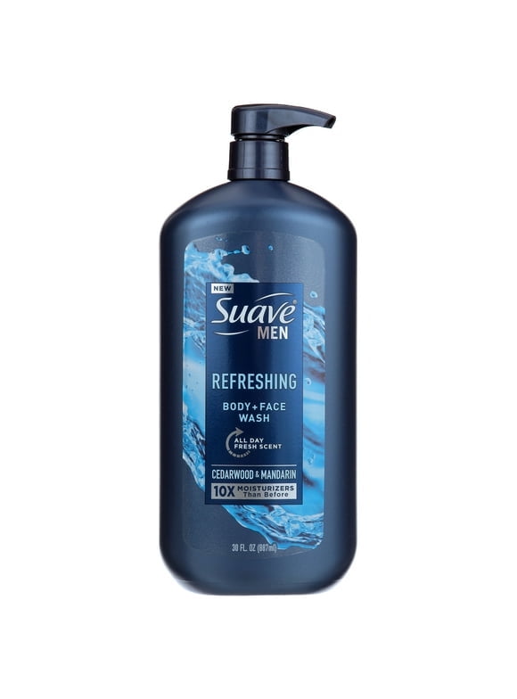 Pack of 2 Suave Men Body & Face Wash, Refreshing, Cedarwood & Mandarin, 30 oz