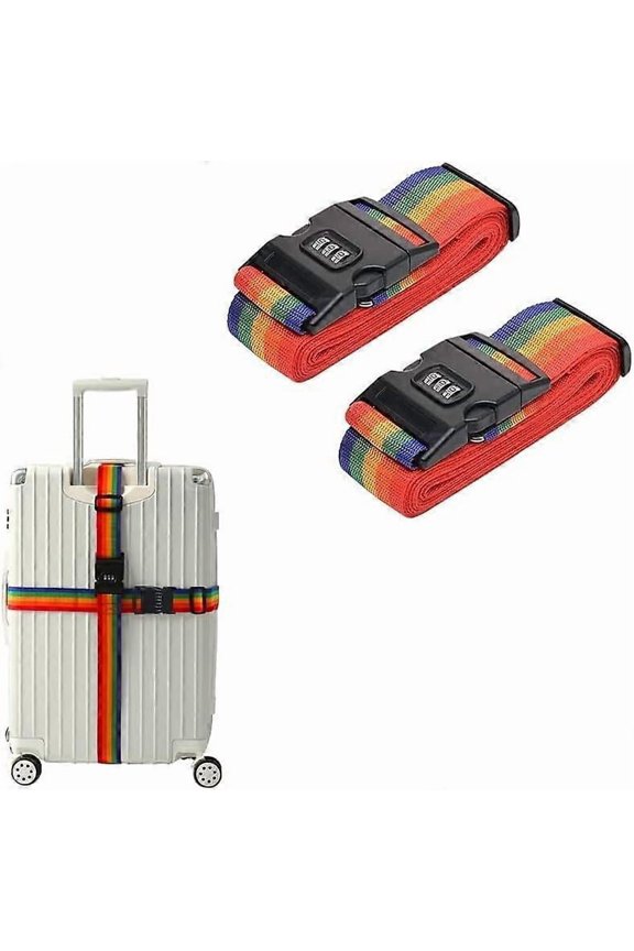 Pack of 2 Suitcase Straps with Buckle, Luggage Strap, Adjustable with Combination Lock, Suitable for 20-34 Inch Suitcases (Colour)