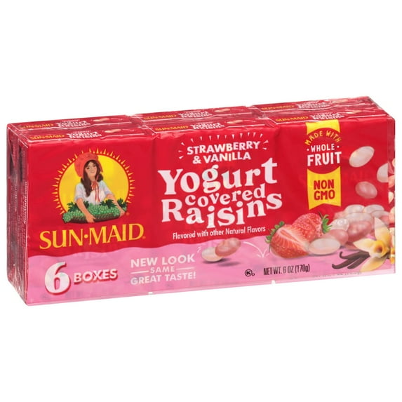 Pack of 2 Sun-Maid Strawberry & Vanilla Yogurt Raisins, 6 ct (Package May Vary)