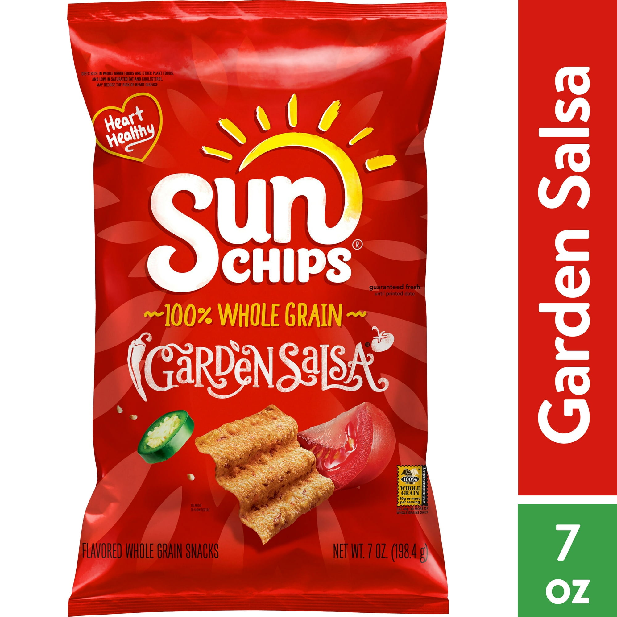Pack of 2 SunChips Garden Salsa Whole Grain Snacks, 7 oz Bag