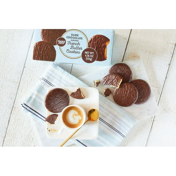 Pack of 2 - TJs Dark Chocolate Dipped French Butter Cookies 4.76 Oz