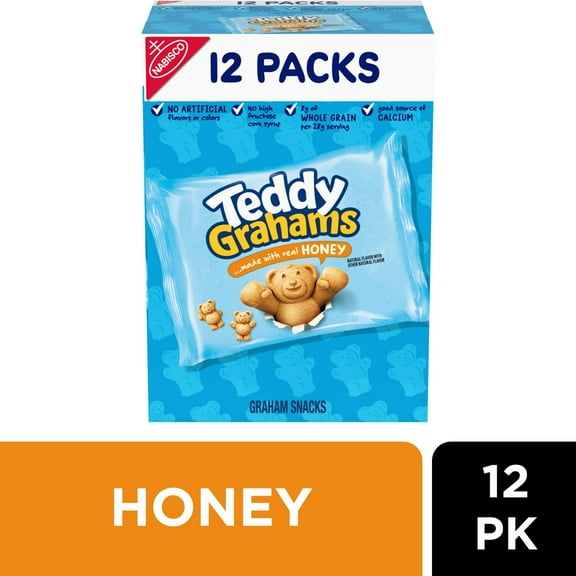 Pack of 2 Teddy Grahams Honey Graham Snacks, 12 Snack Packs