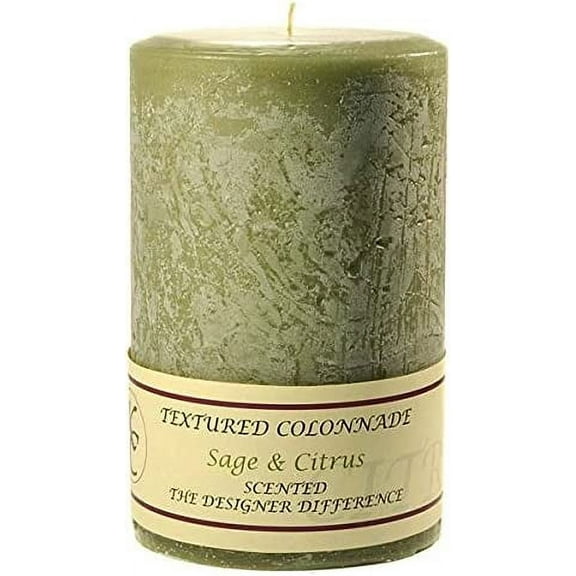 Pack of 2, Textured 4" x 6" Pillar Candles Sage and Citrus for Weddings, Home & Event Decoration, Relaxation, $$Home Decor, Kitchen, & Other