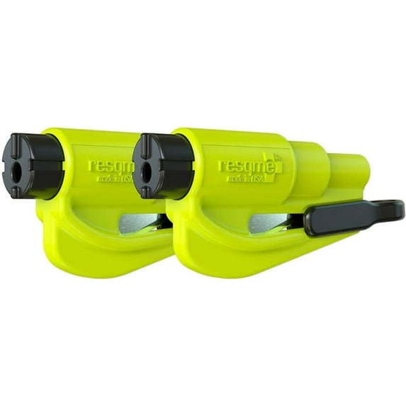 Pack of 2, The Original Emergency Keychain Car Escape Tool, 2-in-1 Seatbelt Cutter and Window Breaker, Made in USA, Safety Yellow