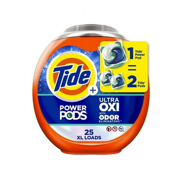 Pack of 2 Tide Ultra OXI Power PODS with Odor Eliminators Laundry Detergent Pacs, 25 Count