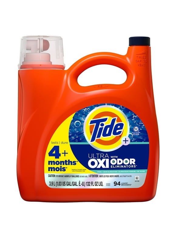 Pack of 2 Tide Ultra OXI with Odor Eliminators Liquid Laundry Detergent, 132 fl oz, 94 Loads