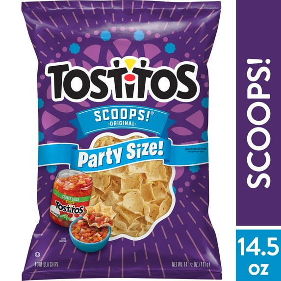 Pack of 2 Tostitos Scoops! Tortilla Chips Party Size, 14.5 oz Bag