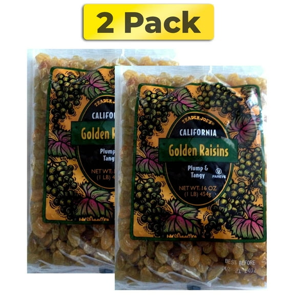 Pack of 2 Trader Joe's California Golden Raisins, Plump & Tangy | 16 oz
