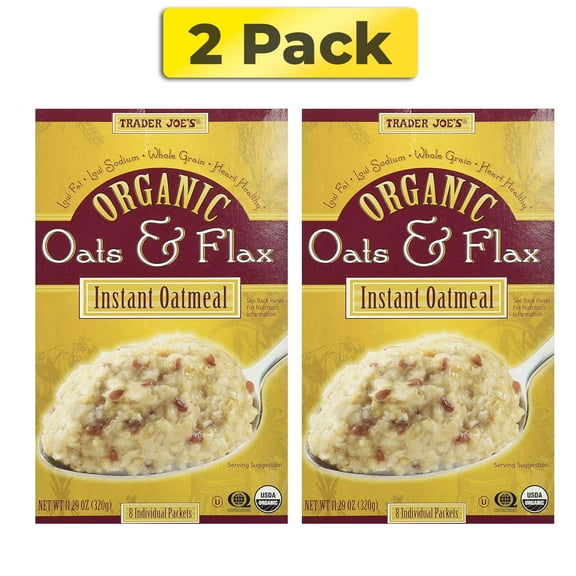 Pack of 2 Trader Joe's Organic Oats and Flax Instant Oatmeal | 11.29 oz