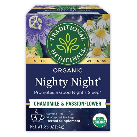 Pack of 2 - Traditional Medicinals Organic Nighty Night With Passionflower Herbal Tea, Promotes A Good Night’S Sleep, (Pack Of 1) - 16 Tea Bags