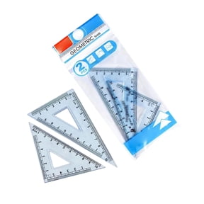 Pack of 2 Transparent Triangle Plastic Ruler Scale Set Square:30/60 Degree & 45/90 Degree Angle Classroom Rulers