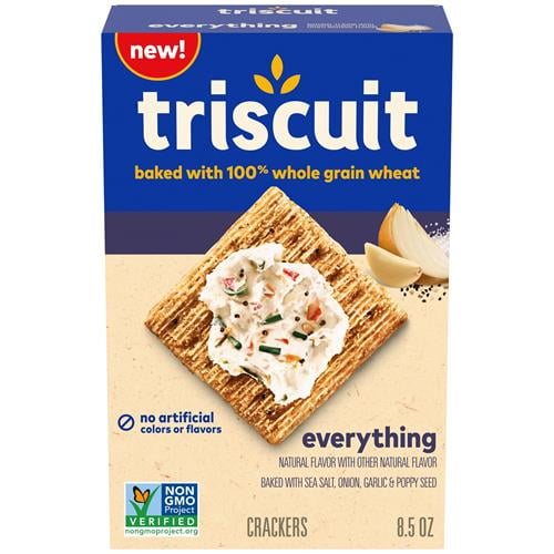 Triscuit Everything Whole Grain Wheat Crackers, Lunch Snacks, Snack Crackers, 8.5 Oz - Pack of 2