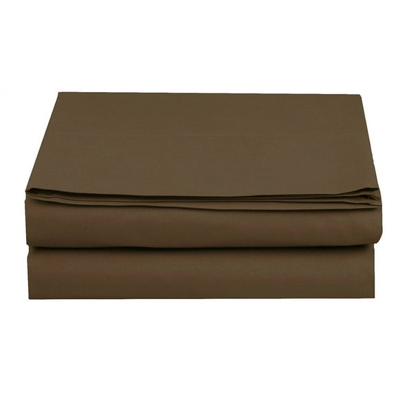 Pack of 2 Twin Flat Sheet Soft Brushed Microfiber Fabric - Shrinkage & Fade Resistant Top Sheets - Easy Care , Chocolate Brown