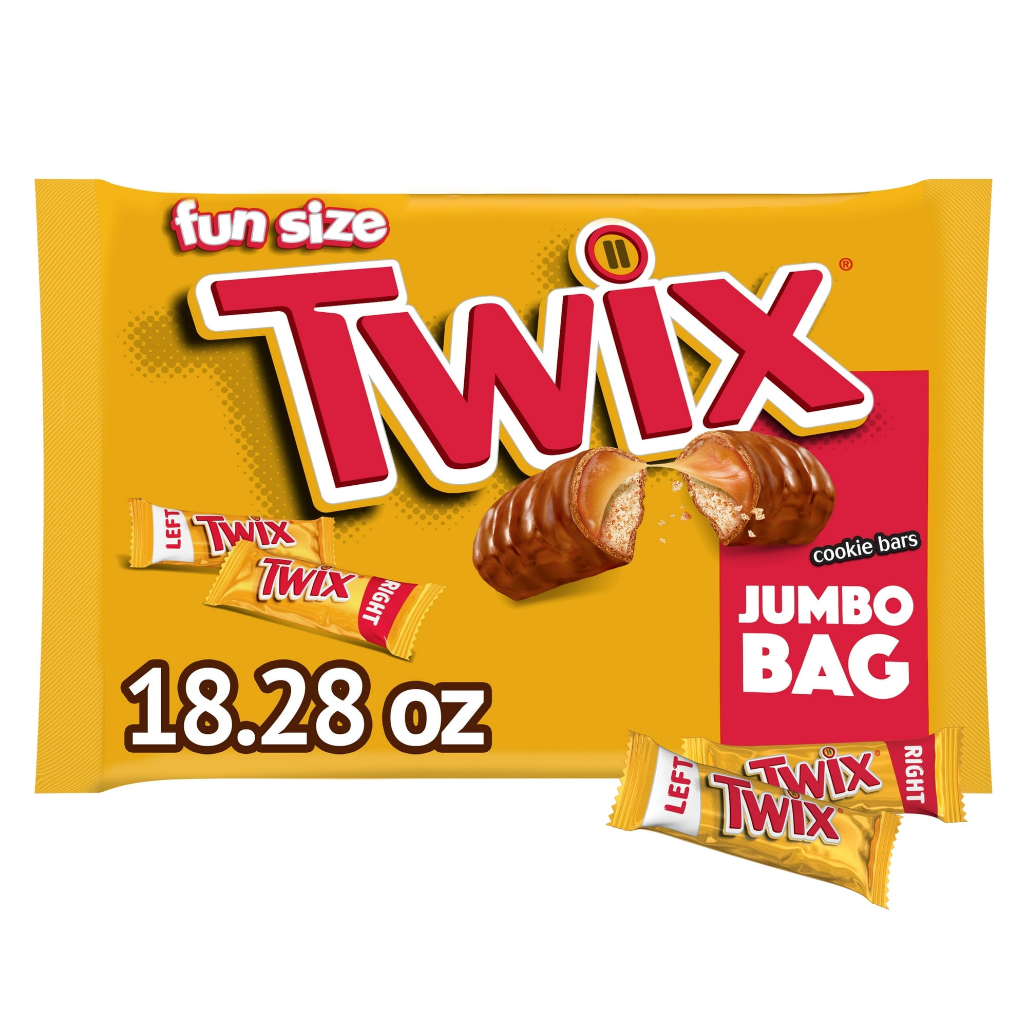 Pack of 2 Twix Caramel Fun Size Chocolate Cookie Candy Bars - 18.28 oz Bag