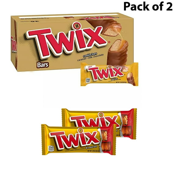 Pack of 2 Twix Cookie Chocolate Candy Bars Caramel Flavor | 1.79 OZ per pack | Golden Row