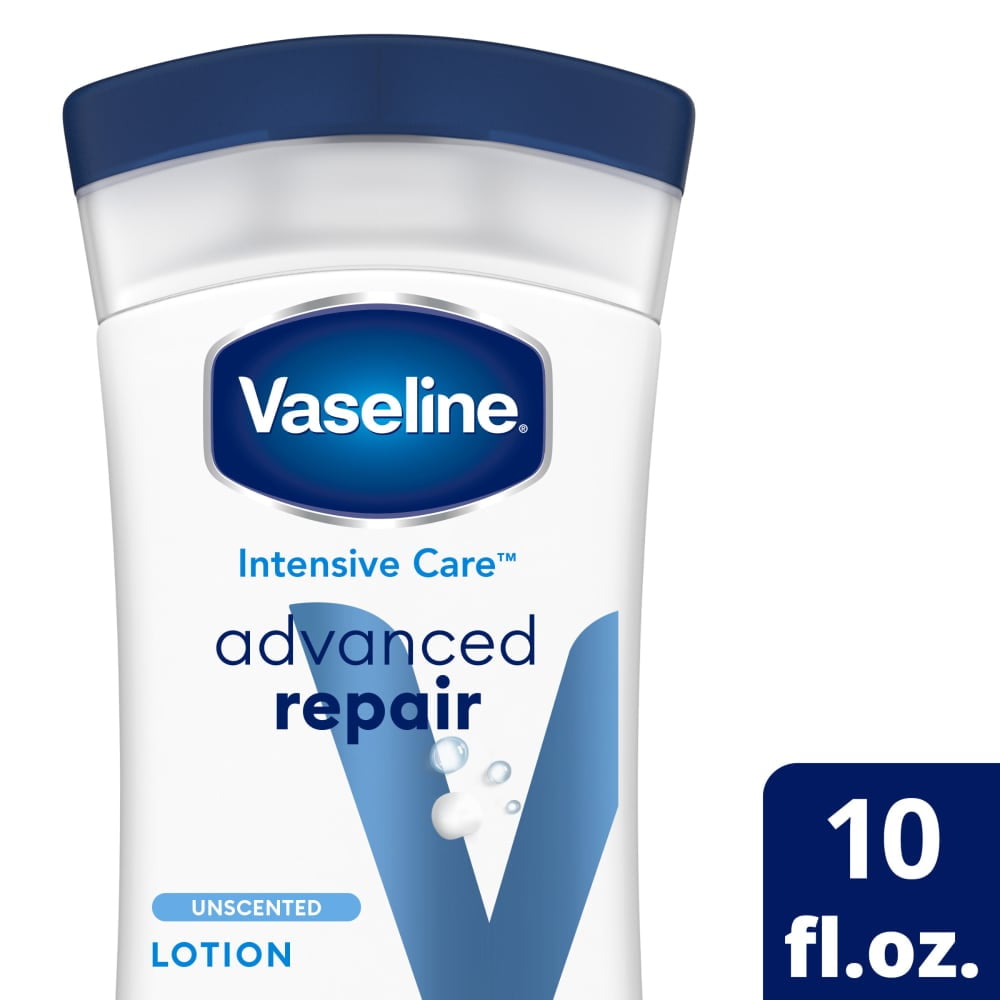 Pack of 2 Vaseline Intensive Care Body Lotion Advanced Repair Unscented for Dry Skin, 10 fl oz (Package May Vary)