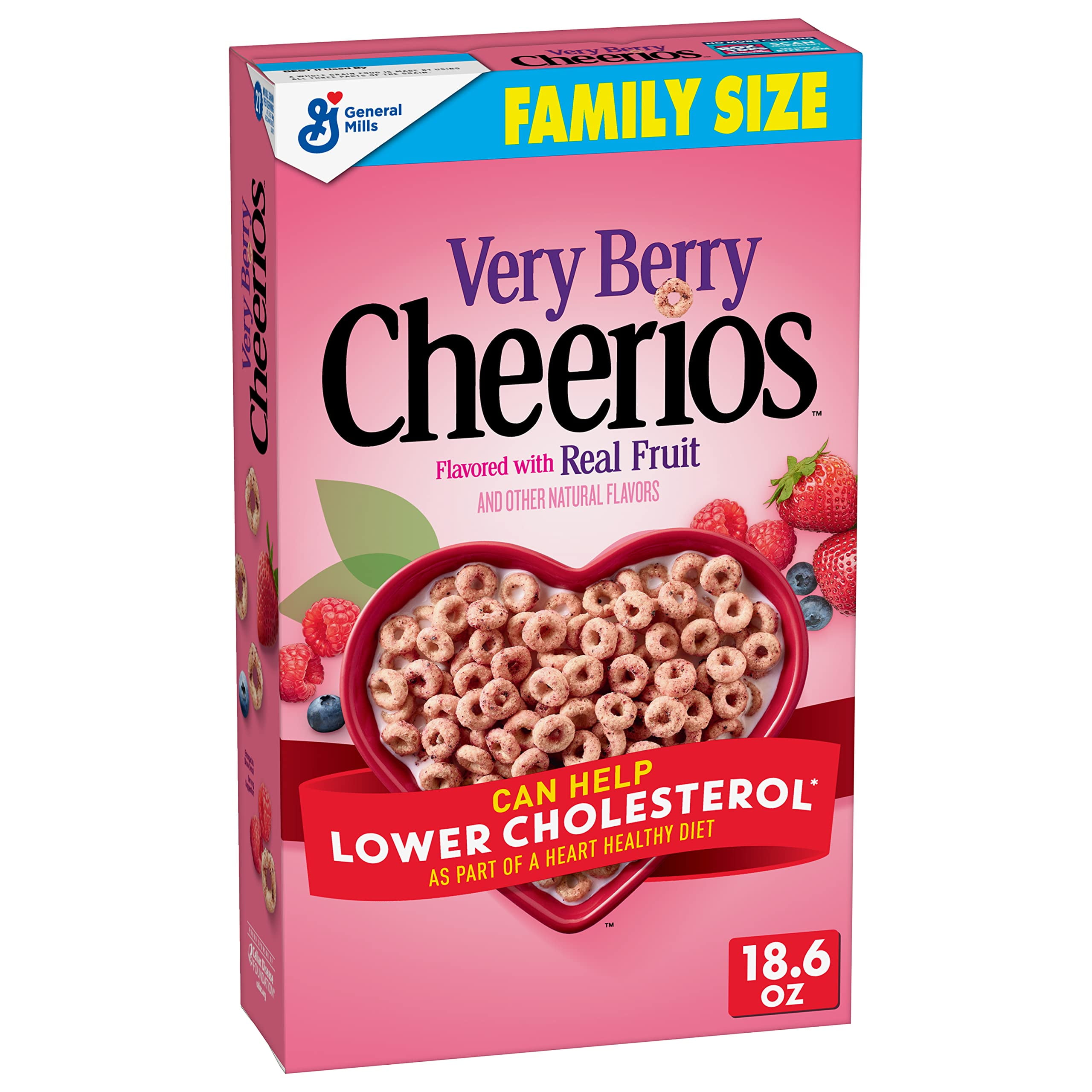Pack of 2 - Very Berry Cheerios, Heart Healthy Cereal, Family Size, 18.6 Oz Packaging May Vary