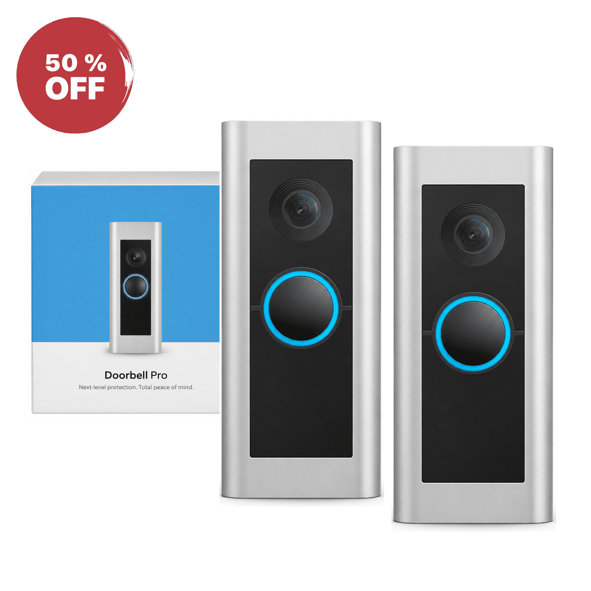 Pack of 2 Video Doorbell Pro - Smart Wired Doorbell - Gen2 - Total Peace of Mind - Satin Nickel